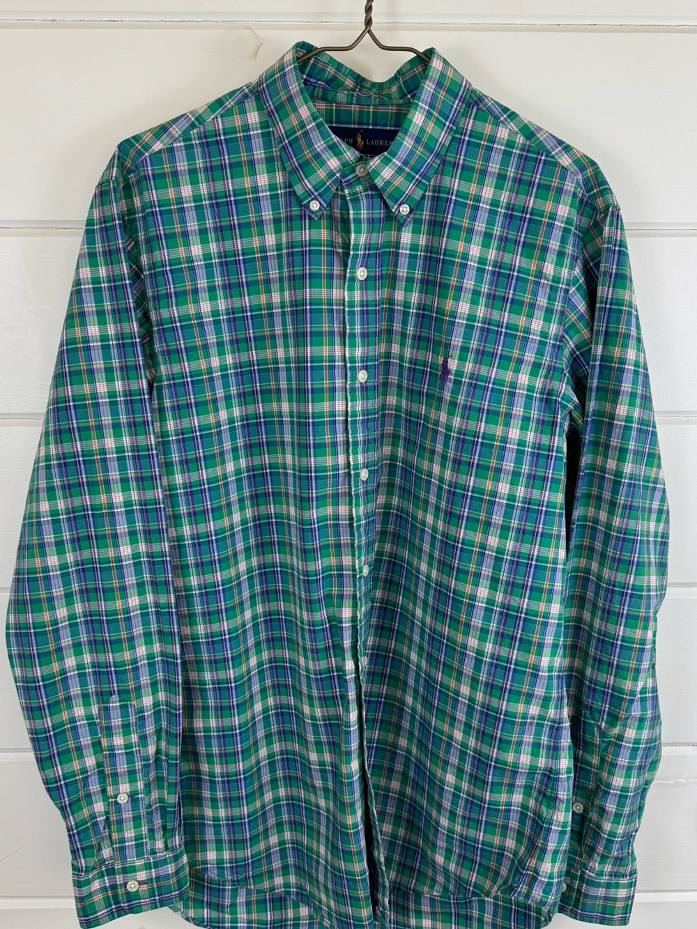 Ralph Lauren Plaid Button Down Shirt Green Blue Men’s Medium